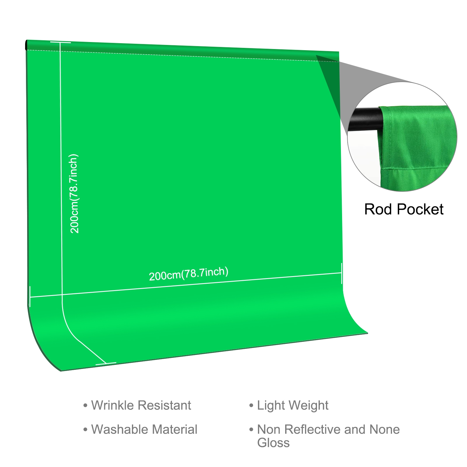 PULUZ 2m X 2m Photography Back - Green Screen Collapsible recension och pris