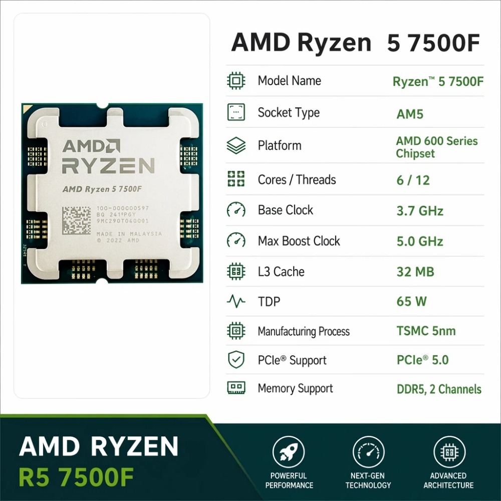 Gaming CPU AMD Ryzen 5 7500F 6 - Esports Gaming Brands recension och pris