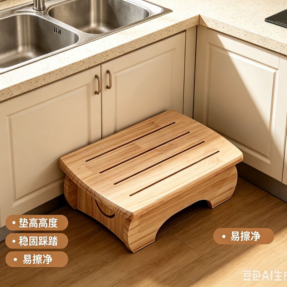 Wooden Stool Stable Footrest S - Footrest Under Desk recension och pris